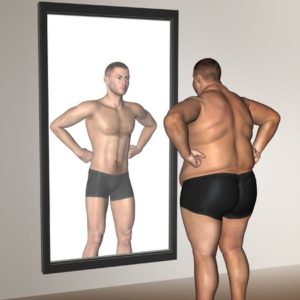 34884138 - human man fat and slim concept in mirror for health or sport